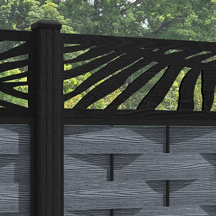 Ripple Palm Fence Panel - Anthracite - with our composite posts