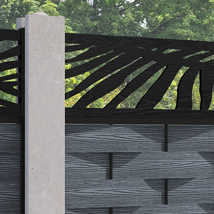 Ripple Palm Fence Panel - Anthracite - for existing concrete posts