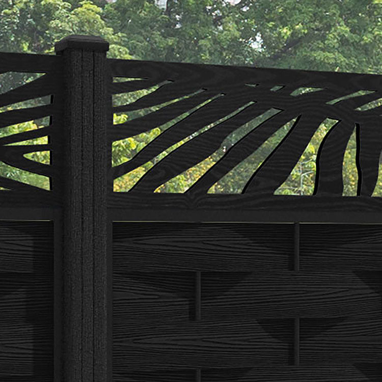 Ripple Palm Fence Panel - Black - with our composite posts