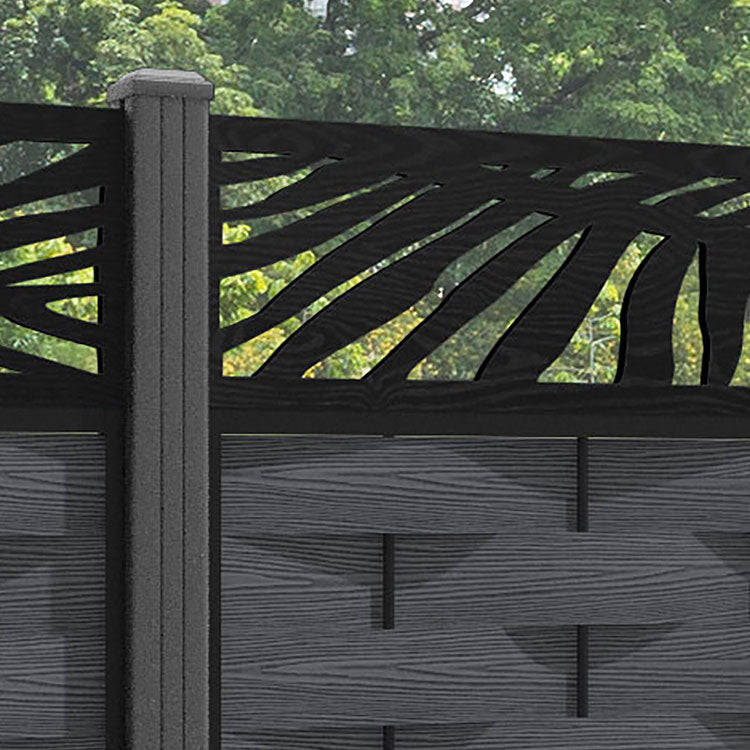 Ripple Palm Fence Panel - Dark Grey - with our aluminium posts