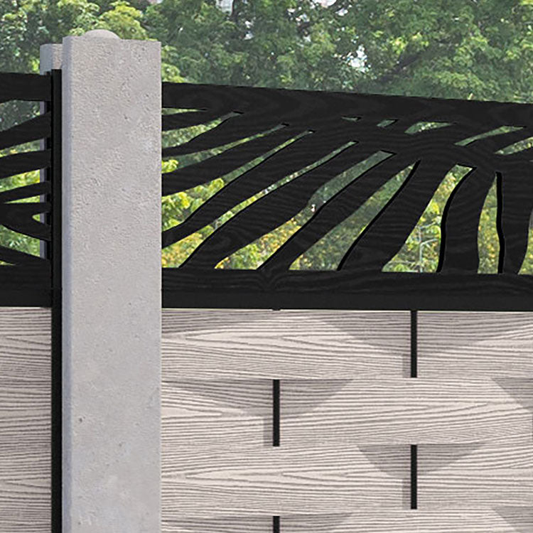 Ripple Palm Fence Panel - Mid Stone - for existing concrete posts