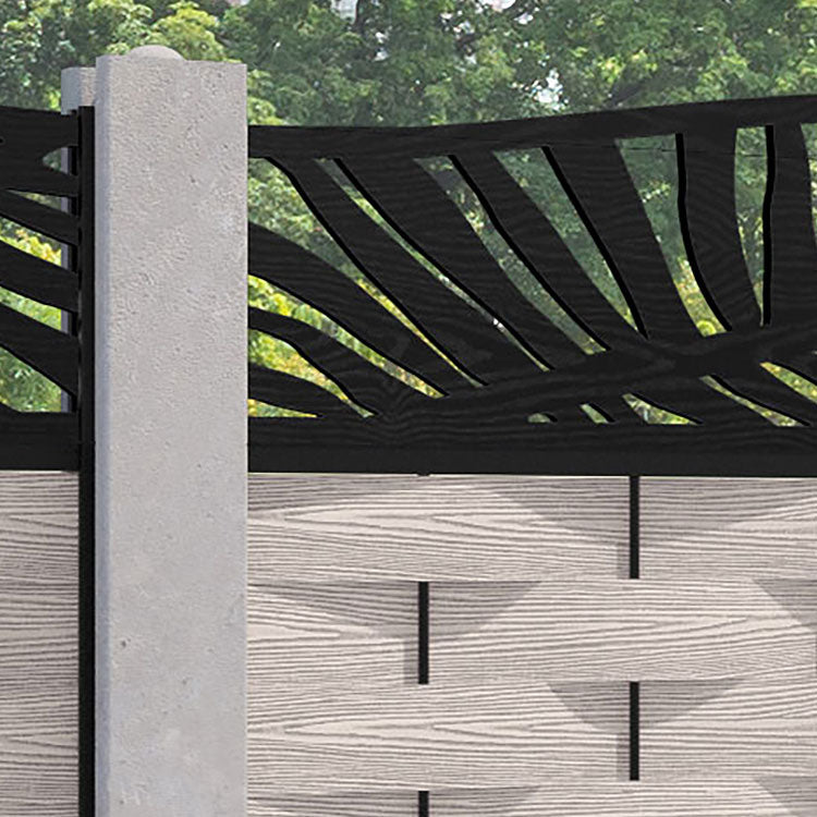 Ripple Palm Curved Top Fence Panel - Mid Stone - for existing concrete posts