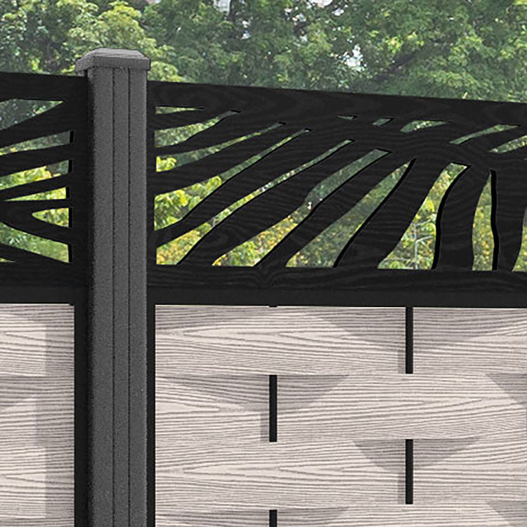 Ripple Palm Fence Panel - Mid Stone - with our aluminium posts