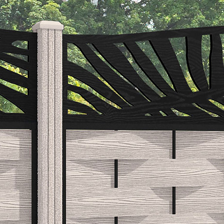 Ripple Palm Curved Top Fence Panel - Mid Stone - with our composite posts