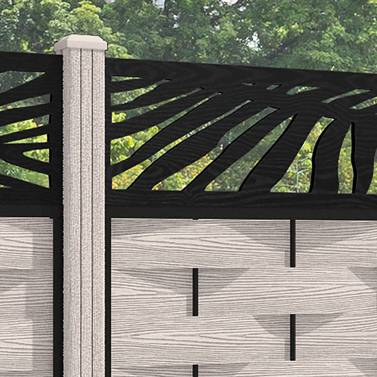 Ripple Palm Fence Panel - Mid Stone - with our composite posts