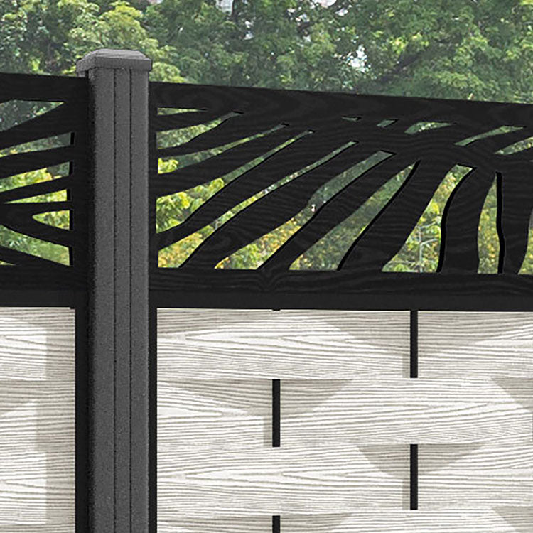 Ripple Palm Fence Panel - Light Stone - with our aluminium posts