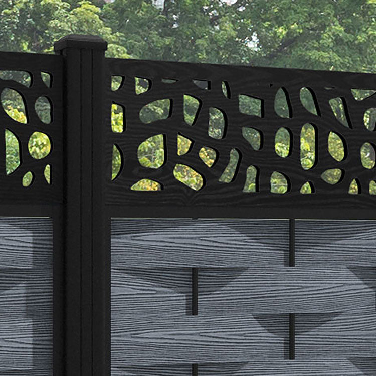 Ripple Pebble Fence Panel - Anthracite - with our aluminium posts