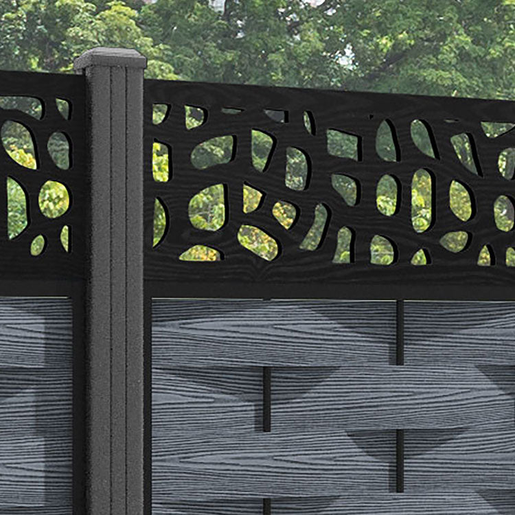 Ripple Pebble Fence Panel - Anthracite - with our aluminium posts
