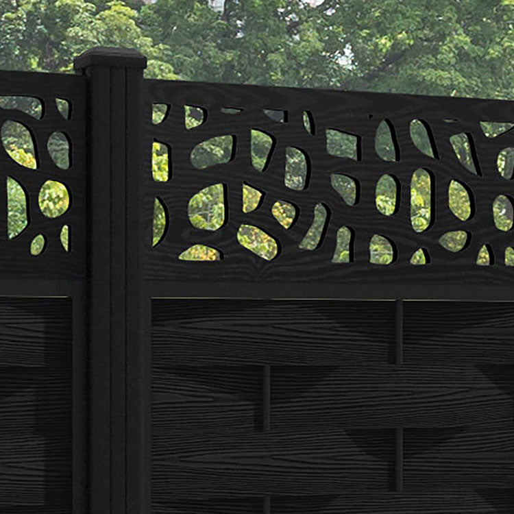 Ripple Pebble Fence Panel - Black - with our aluminium posts