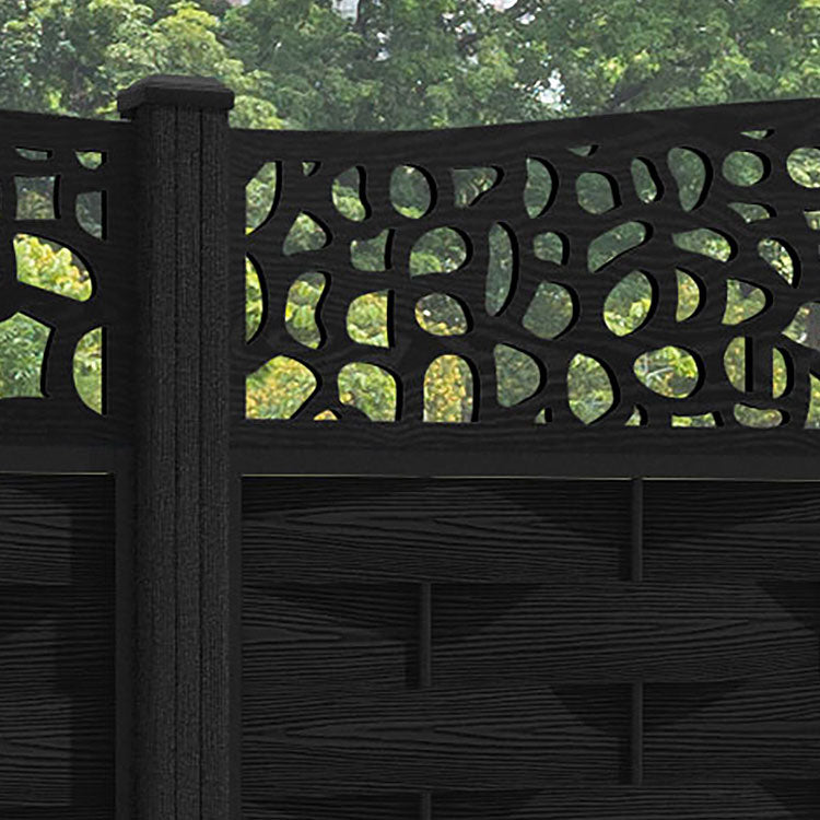 Ripple Pebble Curved Top Fence Panel - Black - with our composite posts