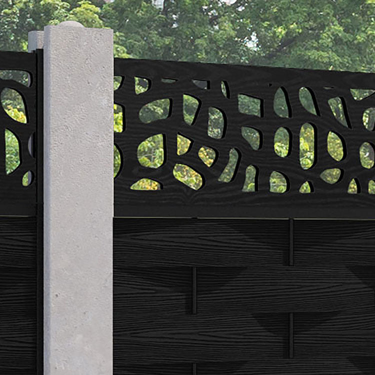 Ripple Pebble Fence Panel - Black - for existing concrete posts