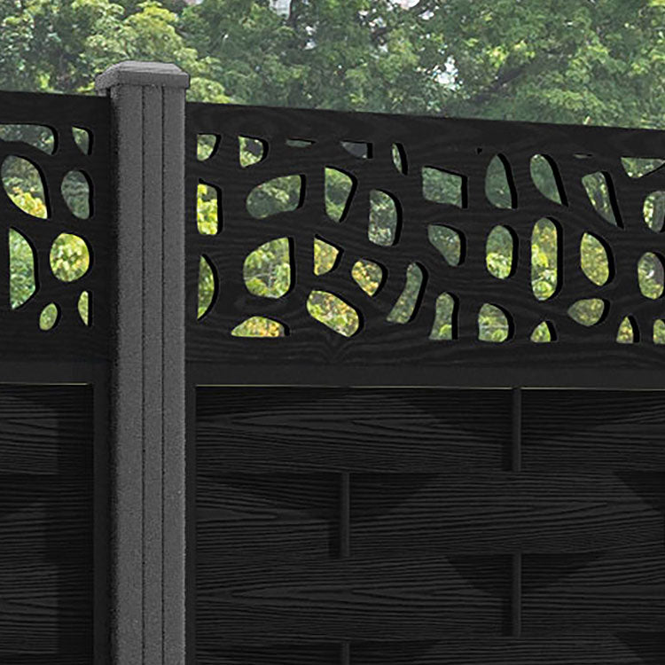 Ripple Pebble Fence Panel - Black - with our aluminium posts