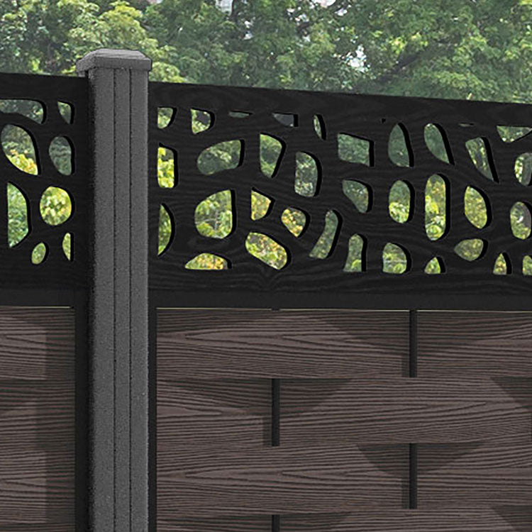 Ripple Pebble Fence Panel - Mid Brown - with our aluminium posts