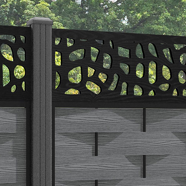 Ripple Pebble Fence Panel - Mid Grey - with our aluminium posts