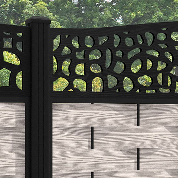 Ripple Pebble Curved Top Fence Panel - Mid Stone - with our aluminium posts