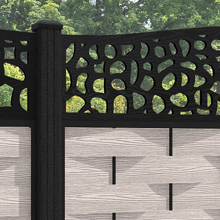 Ripple Pebble Curved Top Fence Panel - Mid Stone - with our composite posts