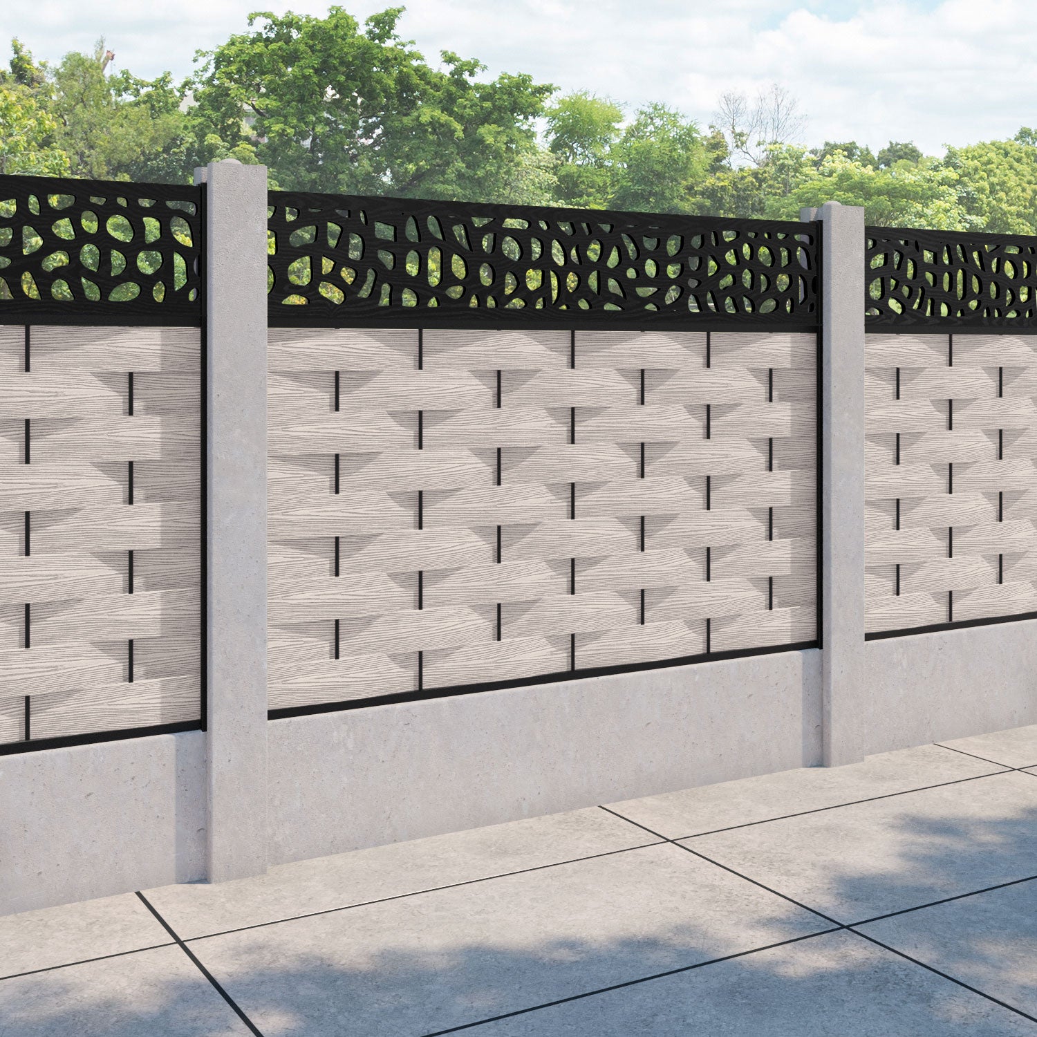 Ripple Pebble Fence Panel - Mid Stone - for existing concrete posts