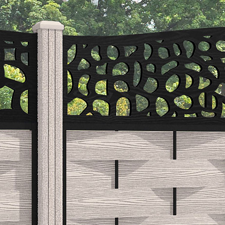Ripple Pebble Curved Top Fence Panel - Mid Stone - with our composite posts