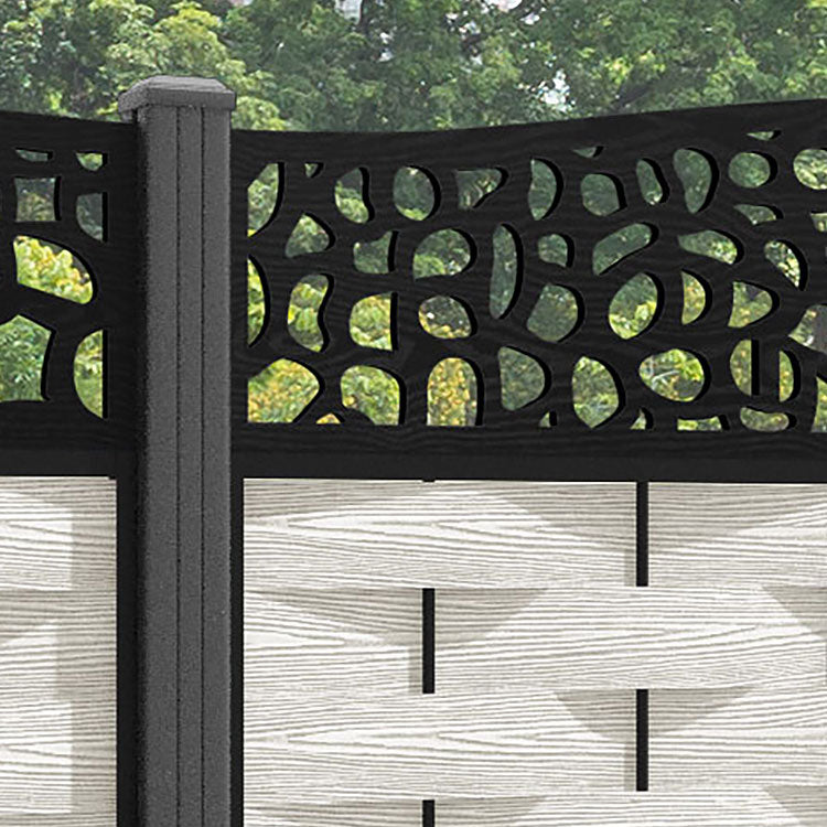 Ripple Pebble Curved Top Fence Panel - Light Stone - with our aluminium posts