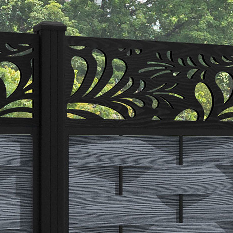 Ripple Petal Fence Panel - Anthracite - with our aluminium posts