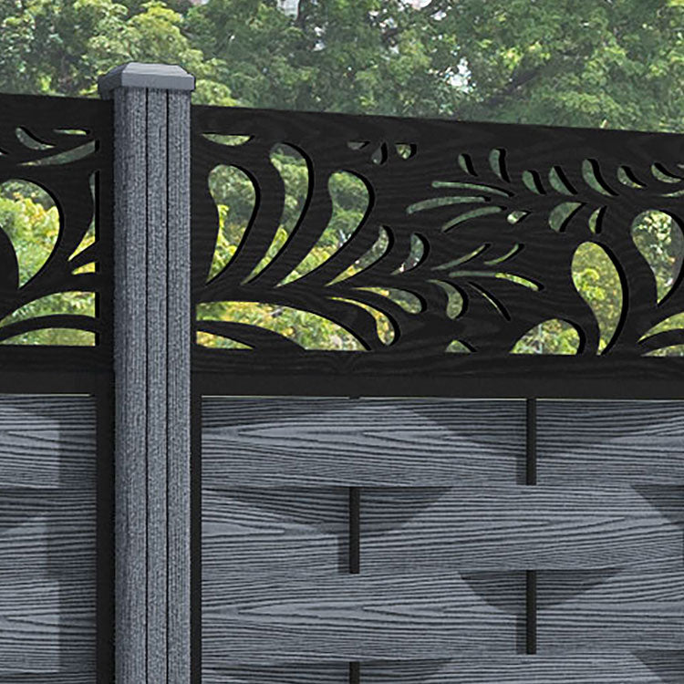 Ripple Petal Fence Panel - Anthracite - with our composite posts