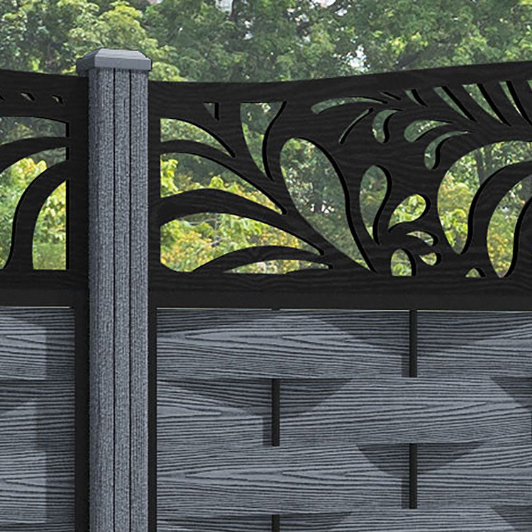 Ripple Petal Curved Top Fence Panel - Anthracite - with our composite posts