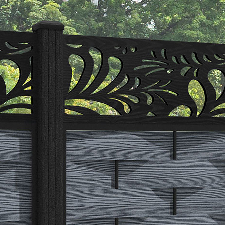 Ripple Petal Fence Panel - Anthracite - with our composite posts
