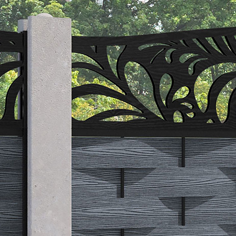 Ripple Petal Curved Top Fence Panel - Anthracite - for existing concrete posts