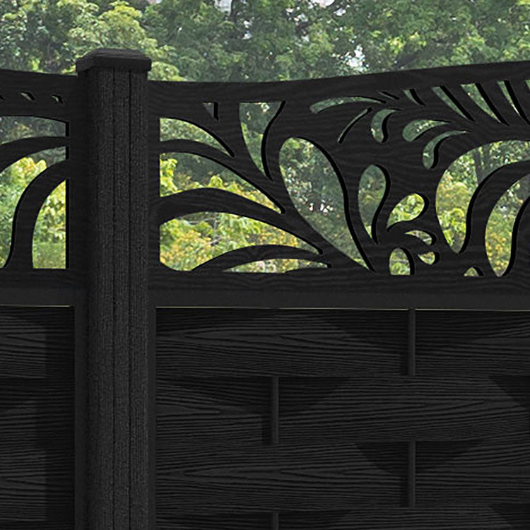 Ripple Petal Curved Top Fence Panel - Black - with our composite posts