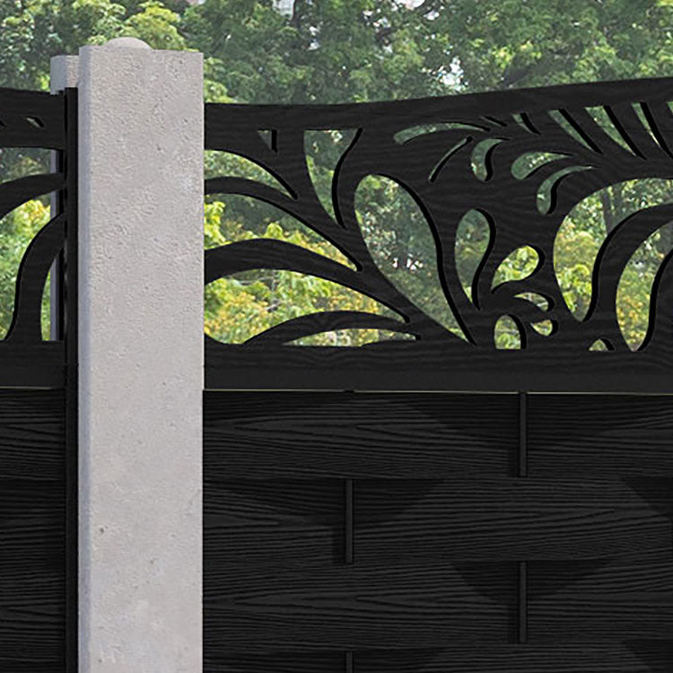 Ripple Petal Curved Top Fence Panel - Black - for existing concrete posts