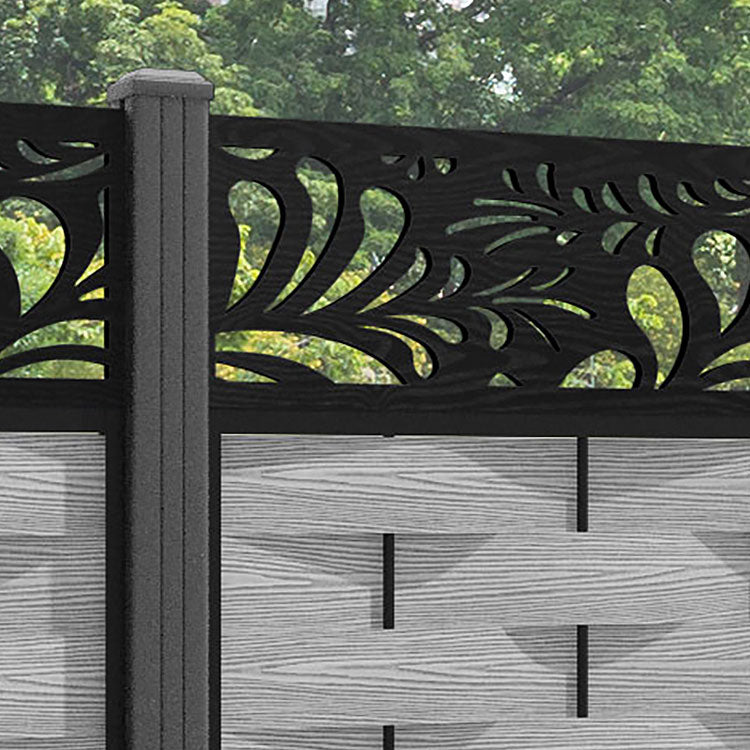 Ripple Petal Fence Panel - Light Grey - with our aluminium posts