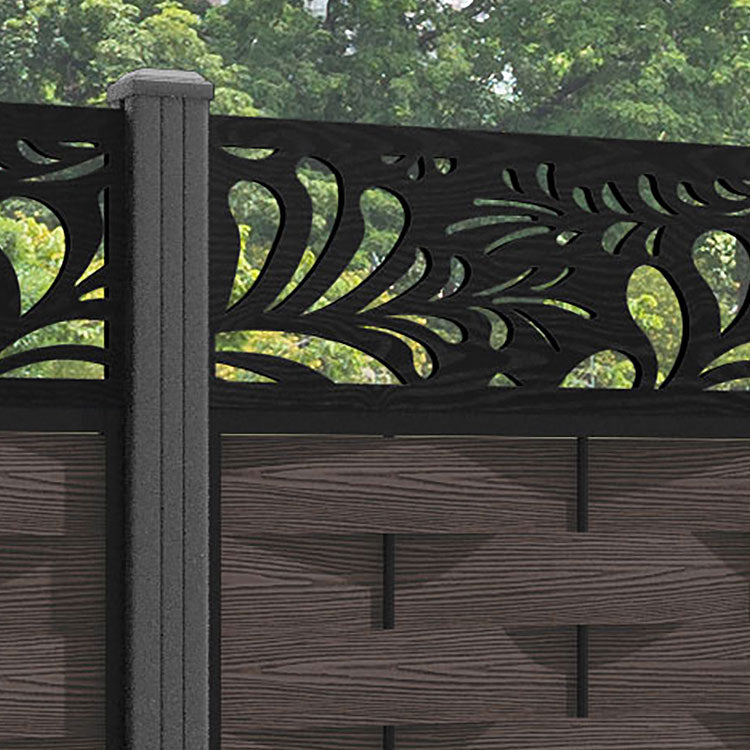 Ripple Petal Fence Panel - Mid Brown - with our aluminium posts