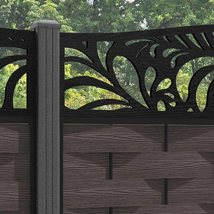 Ripple Petal Curved Top Fence Panel - Mid Brown - with our aluminium posts