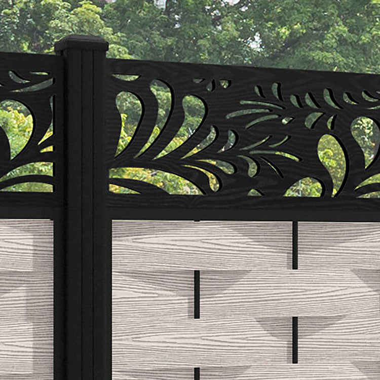 Ripple Petal Fence Panel - Mid Stone - with our aluminium posts