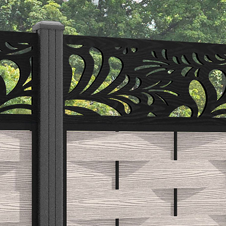 Ripple Petal Fence Panel - Mid Stone - with our aluminium posts