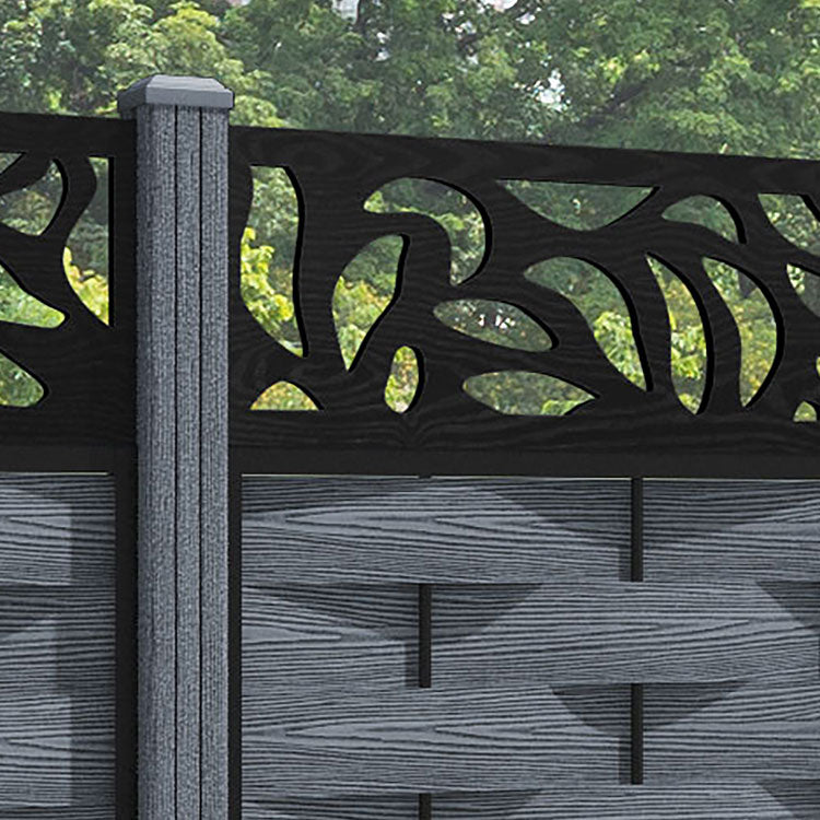 Ripple Plume Fence Panel - Anthracite - with our composite posts