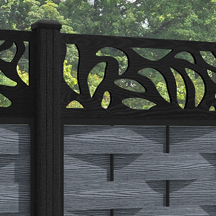 Ripple Plume Fence Panel - Anthracite - with our composite posts