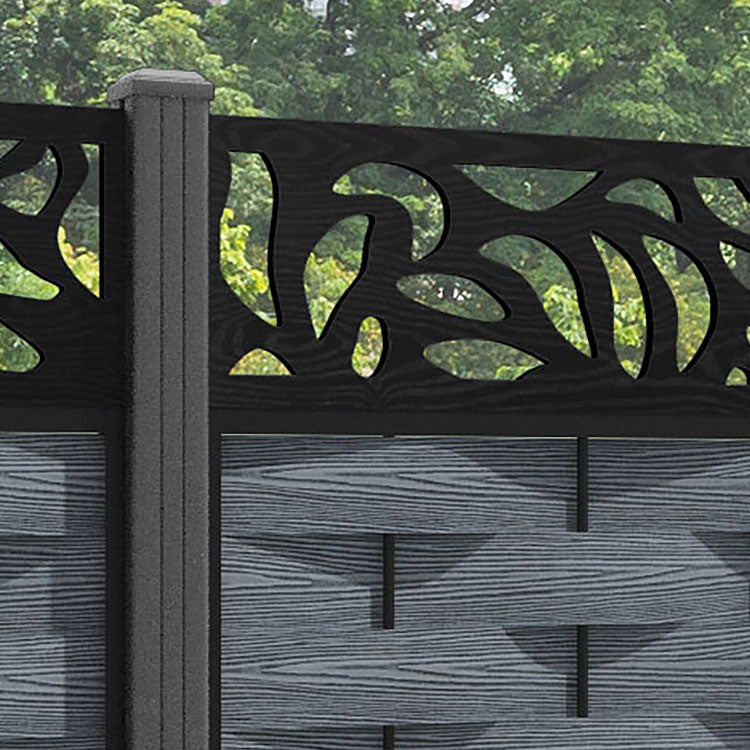 Ripple Plume Fence Panel - Anthracite - with our aluminium posts