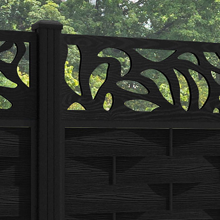 Ripple Plume Fence Panel - Black - with our aluminium posts
