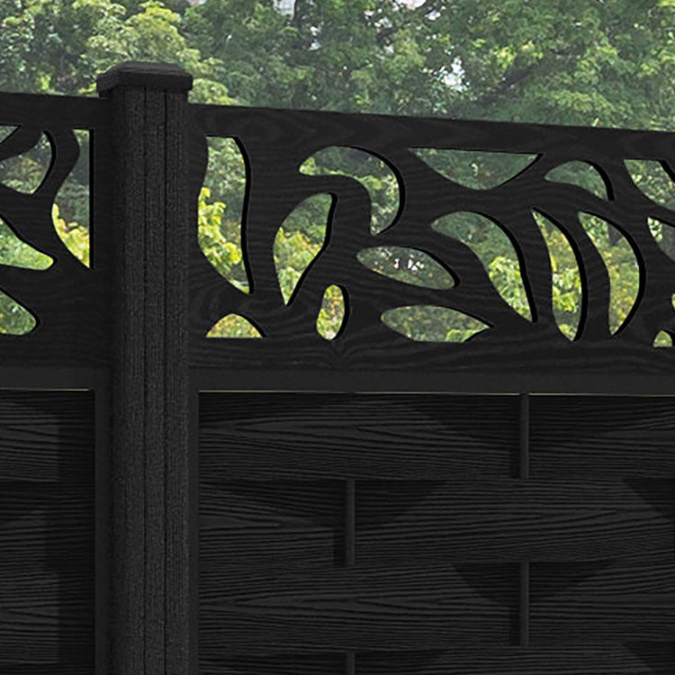 Ripple Plume Fence Panel - Black - with our composite posts