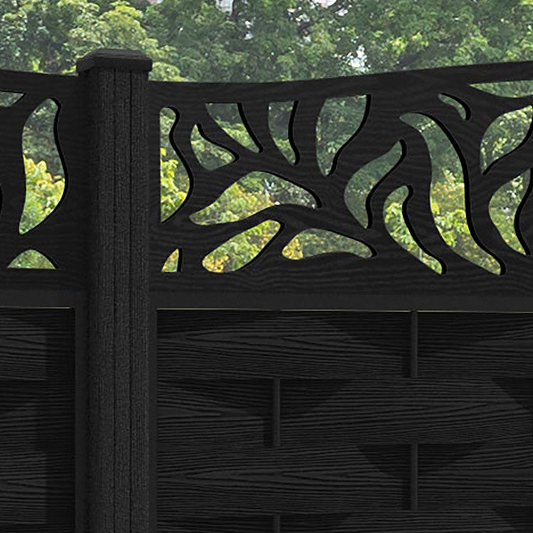 Ripple Plume Curved Top Fence Panel - Black - with our composite posts