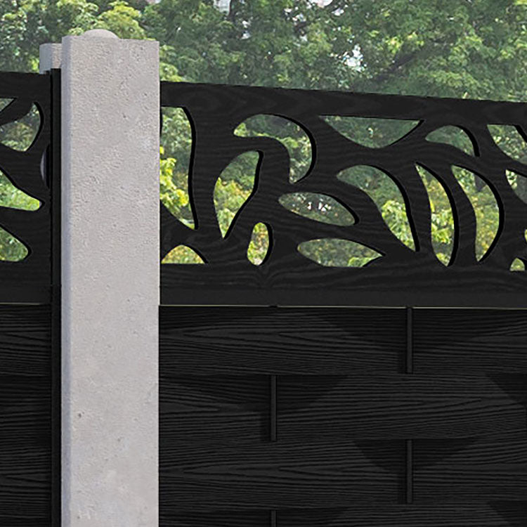 Ripple Plume Fence Panel - Black - for existing concrete posts