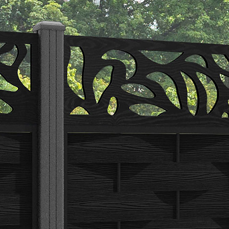 Ripple Plume Fence Panel - Black - with our aluminium posts