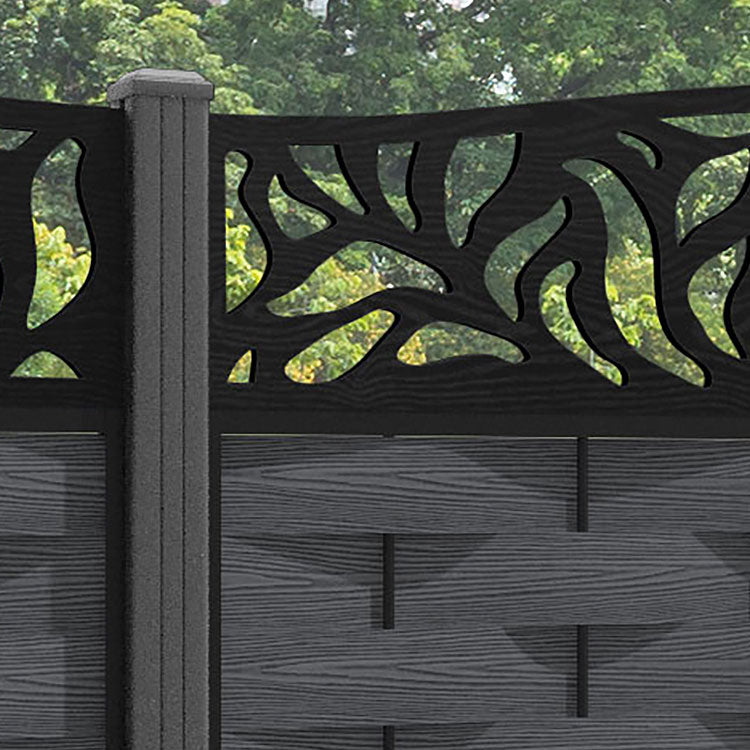 Ripple Plume Curved Top Fence Panel - Dark Grey - with our aluminium posts