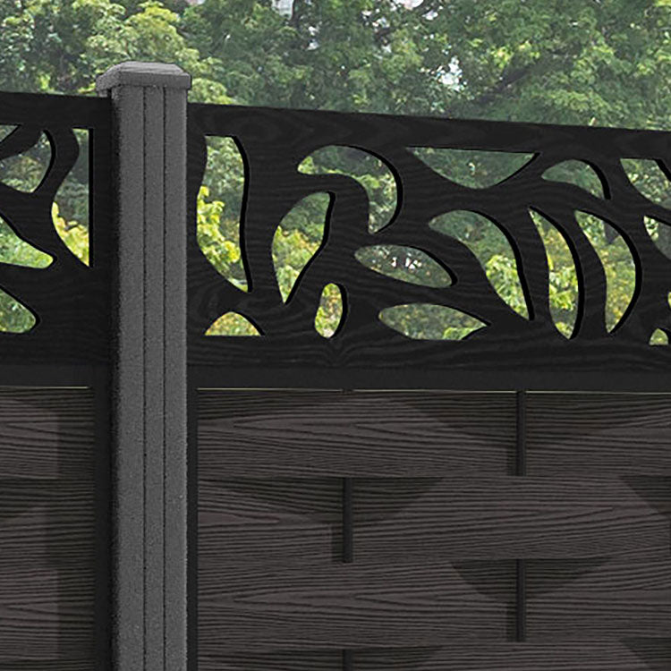 Ripple Plume Fence Panel - Dark Oak - with our aluminium posts