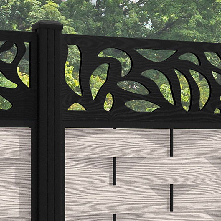 Ripple Plume Fence Panel - Mid Stone - with our aluminium posts