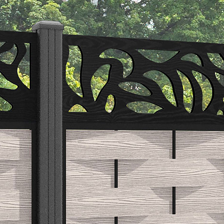 Ripple Plume Fence Panel - Mid Stone - with our aluminium posts