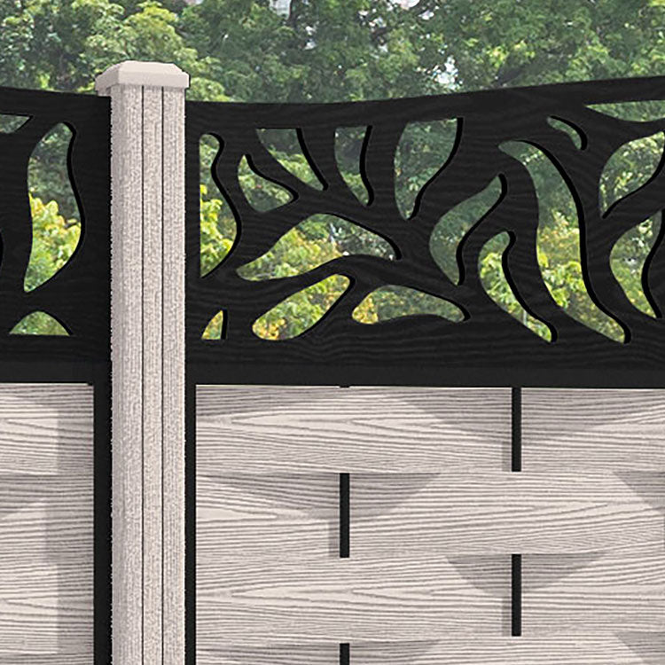 Ripple Plume Curved Top Fence Panel - Mid Stone - with our composite posts