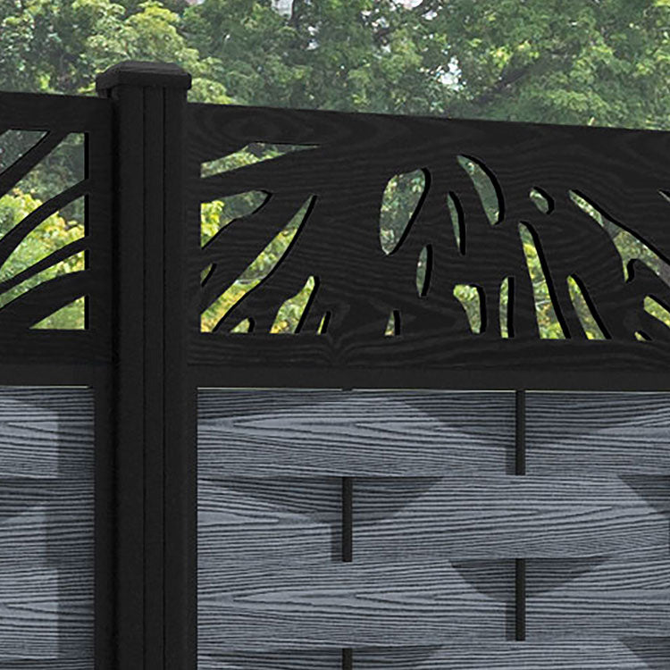 Ripple Poppy Fence Panel - Anthracite - with our aluminium posts
