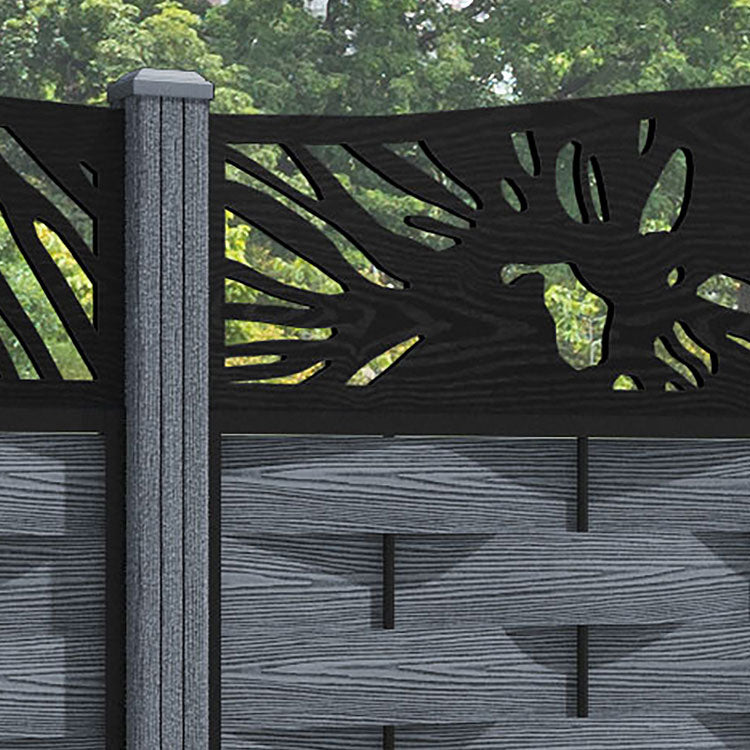 Ripple Poppy Curved Top Fence Panel - Anthracite - with our composite posts